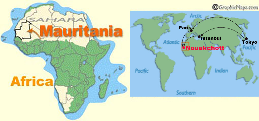 モーリタニアへの航路図